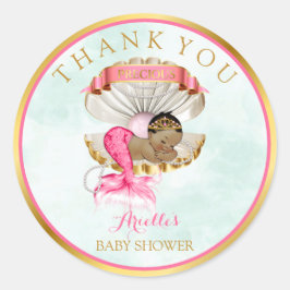 マーメイドベビークラムシェルティアラアフリカンアメリカン ラウンドシール