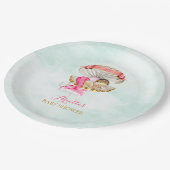 マーメイドベビークラムシェルティアラパールピンク金ゴールド ペーパープレート (アングル)