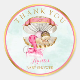 マーメイドベビークラムシェルティアラパール金ゴールドピンク ラウンドシール