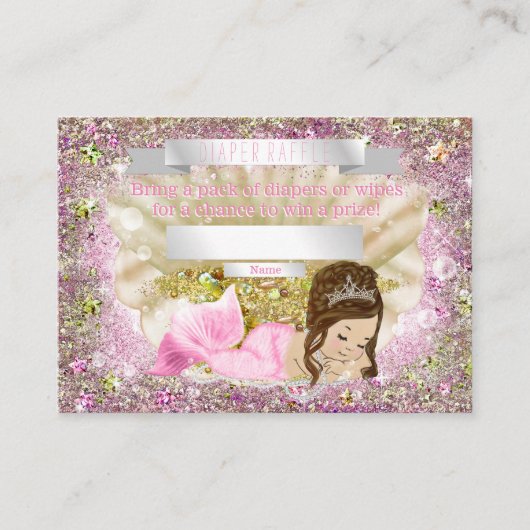 マーメイドベビーシャワーおむつラッフルチケット エンクロージャーカード (正面)