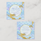 マーメイドベビーシャワーおむつラッフル金ゴールドグリッター エンクロージャーカード (正面/裏面)
