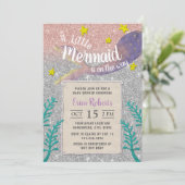 マーメイドベビーシャワーザシーシルバーグリッター 招待状 (スタンド正面)