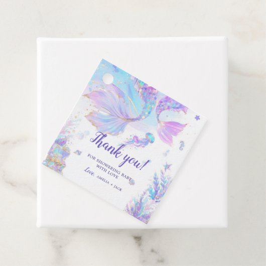 マーメイドベビーシャワースクエアメッセージカード フェイバータグ (インサイチュ)