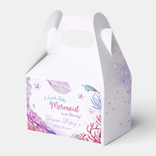 マーメイドベビーシャワーパーティー甘い小さなマーメイド フェイバーボックス (正面サイド)
