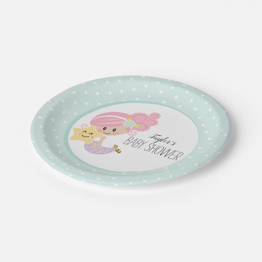 マーメイドベビーシャワープレートライトスキントーン ペーパープレート (アングル)