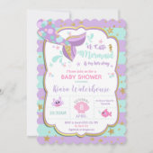 マーメイドベビーシャワー招待状カードガール 招待状 (正面)