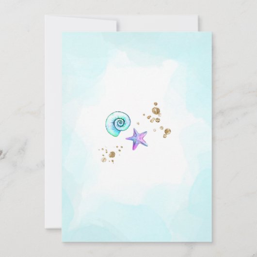マーメイドベビーシャワー招待状ガール、海中 招待状 (裏面)