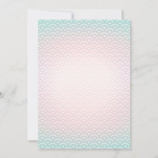 マーメイドベビーシャワー招待状ティール（緑がかった色）コーラル金ゴールド 招待状 (裏面)