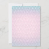 マーメイドベビーシャワー招待状ピンクティール（緑がかった色）パープル 招待状 (裏面)