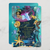 マーメイドベビーシャワー招待状、ガールベビーシャワー 招待状 (正面/裏面)