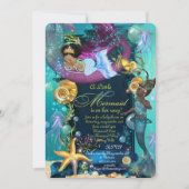 マーメイドベビーシャワー招待状、ガールベビーシャワー 招待状 (正面)
