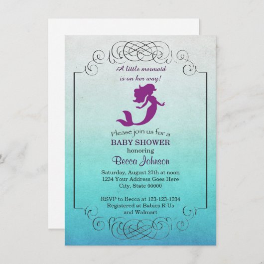 マーメイドベビーシャワー招待状 招待状 (正面/裏面)