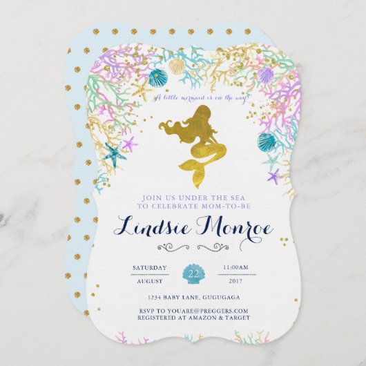 マーメイドベビーシャワー招待状 招待状 (正面/裏面)