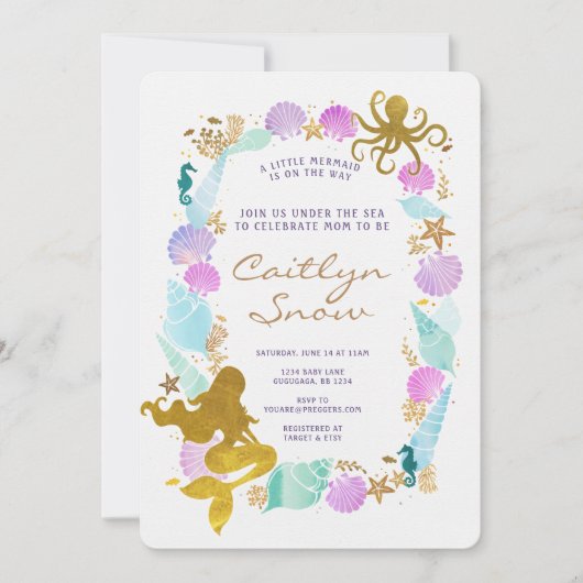 マーメイドベビーシャワー招待状 招待状 (正面)