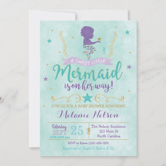 マーメイドベビーシャワー招待状 招待状 (正面)