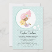 マーメイドベビーシャワー黒い肌トーン 招待状 (正面)