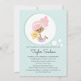 マーメイドベビーシャワー黒い肌トーン 招待状