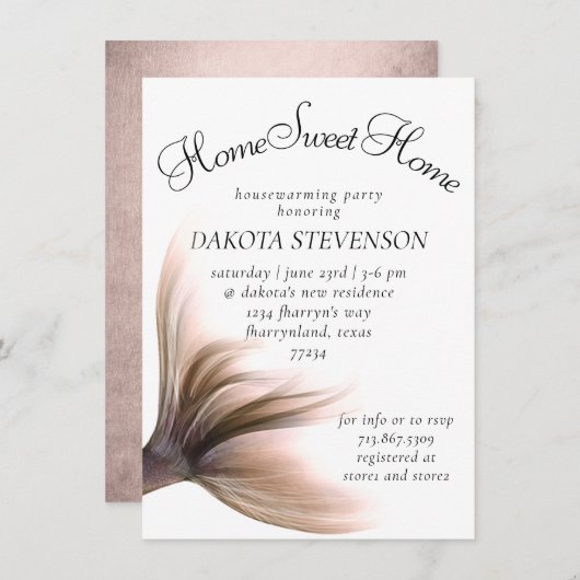 マーメイドポーシュ |ダスティテラコッタピーチ引っ越し祝いパーティー 招待状 (正面/裏面)