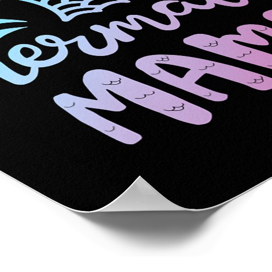 マーメイドマおもしろいマ女性母ママ家族 ポスター (角)