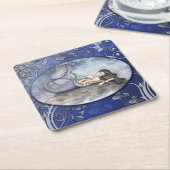 マーメイドマザーとベビーベビーシャワーコースター スクエアペーパーコースター (アングル)