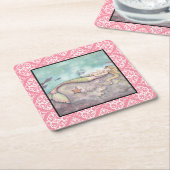 マーメイドマザーとベビーベビーシャワーコースター スクエアペーパーコースター (アングル)