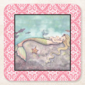 マーメイドマザーとベビーベビーシャワーコースター スクエアペーパーコースター (正面)