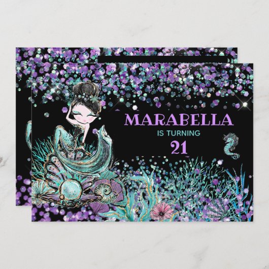 *~*マーメイドマジカルザシーズ21誕生日 招待状 (正面/裏面)