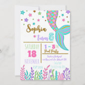 マーメイドマジカル誕生日プールパーティの招待状 招待状 (正面)