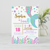 マーメイドマジカル誕生日プールパーティの招待状 招待状 (スタンド正面)