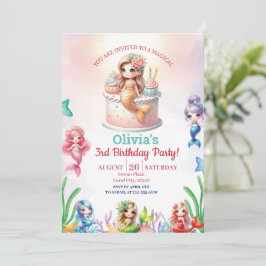 マーメイドマジカル3rd誕生日パーティーガール 招待状