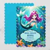 マーメイドマジックにダイブ：誕生日で大スプラッシュ 招待状 (正面/裏面)