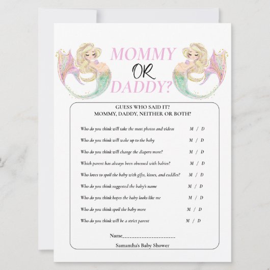 マーメイドママになる人。ママかパパかポカドット 招待状 (正面)