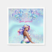 マーメイドママ妊娠赤ちゃんシャワーパーソナライズされた スタンダードカクテルナプキン (正面)