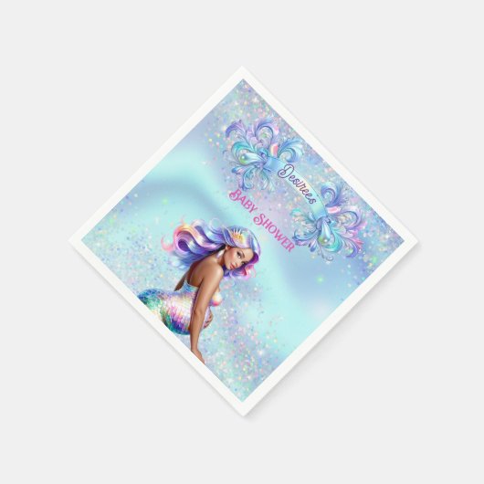 マーメイドママ妊娠赤ちゃんシャワーパーソナライズされた スタンダードカクテルナプキン (角)