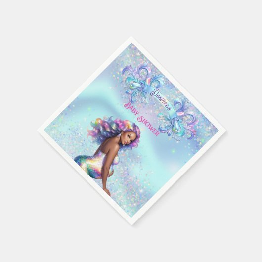 マーメイドママ妊娠赤ちゃんシャワーパーソナライズされた スタンダードカクテルナプキン (角)