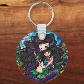 マーメイドママ&ベビークラゲファンタジーアートキーチェーン キーホルダー (正面)