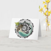 マーメイドマンダラ空白のグリーティングカード カード (黄色い花)