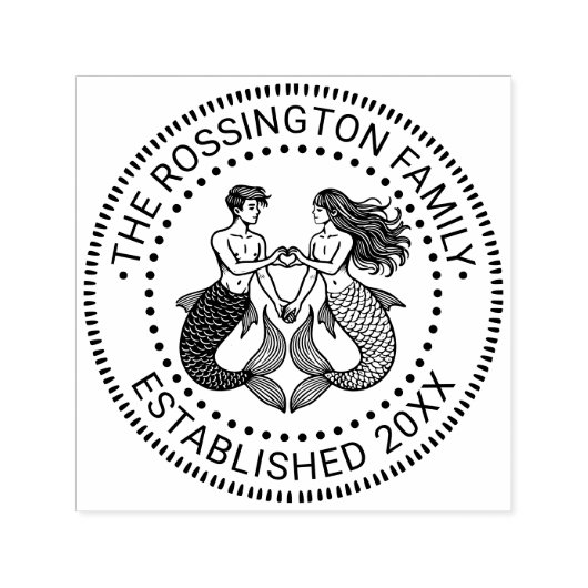 マーメイドマーマンスウィートアーツファミリー名日付Estd N セルフインキングスタンプ (デザイン)
