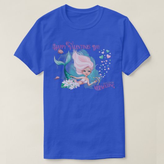 マーメイドマーメイドバレンタインハッピーバレンタインデー Tシャツ (デザイン正面)
