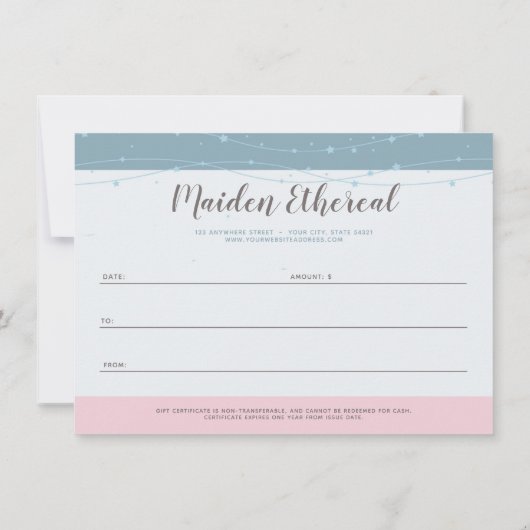 マーメイドムーンスターズ神秘的なギフト証明書カード 招待状 (裏面)