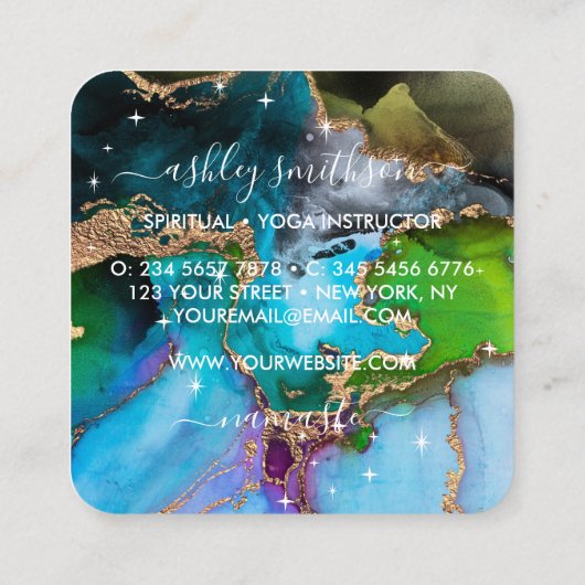 マーメイドムーンスピリチュアルタロット読の〔占星術の〕十二宮図星 スクエア名刺 (裏面)