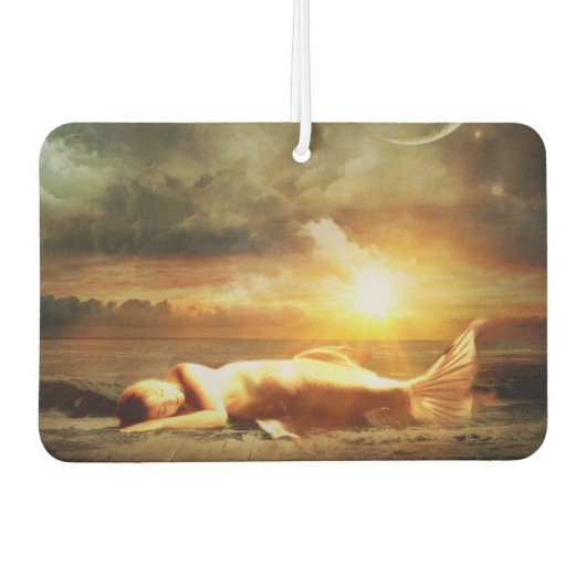 マーメイドムーンビーチと海金ゴールド茶色 カーエアーフレッシュナー (正面)