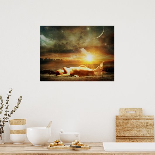 マーメイドムーンビーチと海 ポスター (キッチン)