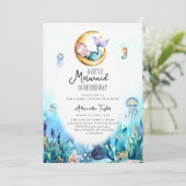 マーメイドムーン海海の馬の女の子ベビーシャワー 招待状 (スタンド正面)