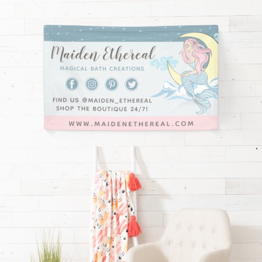 マーメイドムーン&スターズミスティカルピンクヘアシーサイレン 横断幕 (インサイチュ)