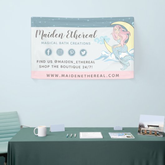 マーメイドムーン&スターズミスティカルピンクヘアシーサイレン 横断幕 (トレードショー)