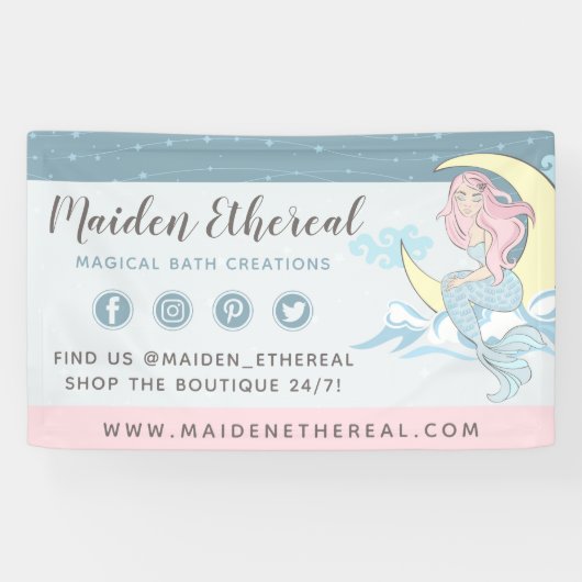 マーメイドムーン&スターズミスティカルピンクヘアシーサイレン 横断幕 (横)