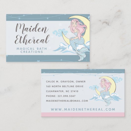 マーメイドムーン&スターズミスティックピンクヘアシーサイレン 名刺 (正面/裏面)