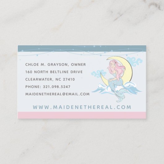 マーメイドムーン&スターズミスティックピンクヘアシーサイレン 名刺 (裏面)
