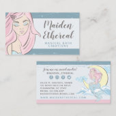 マーメイドムーン&スターズ神秘的な髪/美しい/バス 名刺 (正面/裏面)